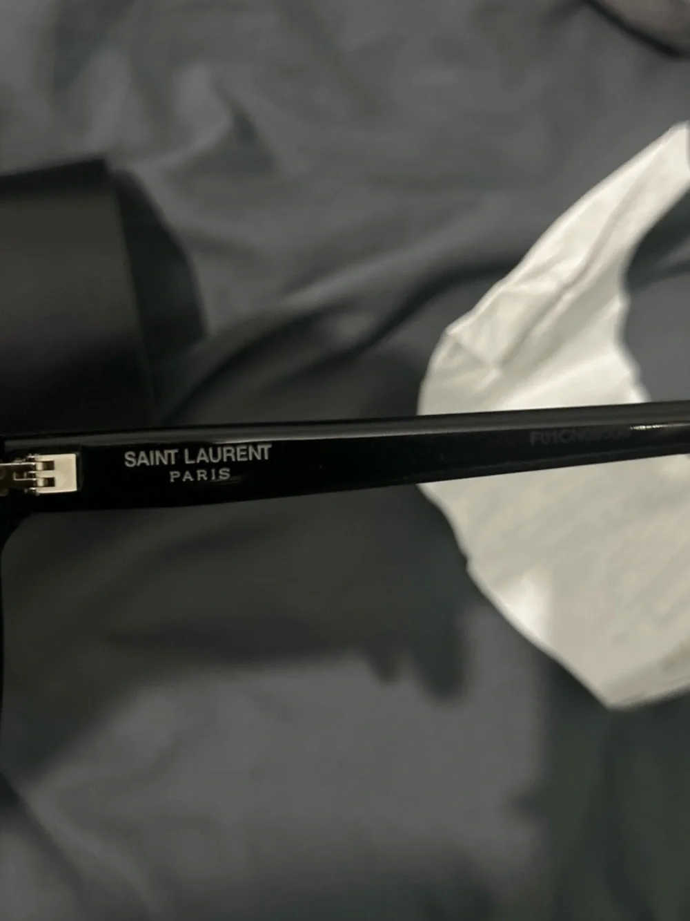 Saint Laurent Black Round Frame Sunglasses with Leather Case